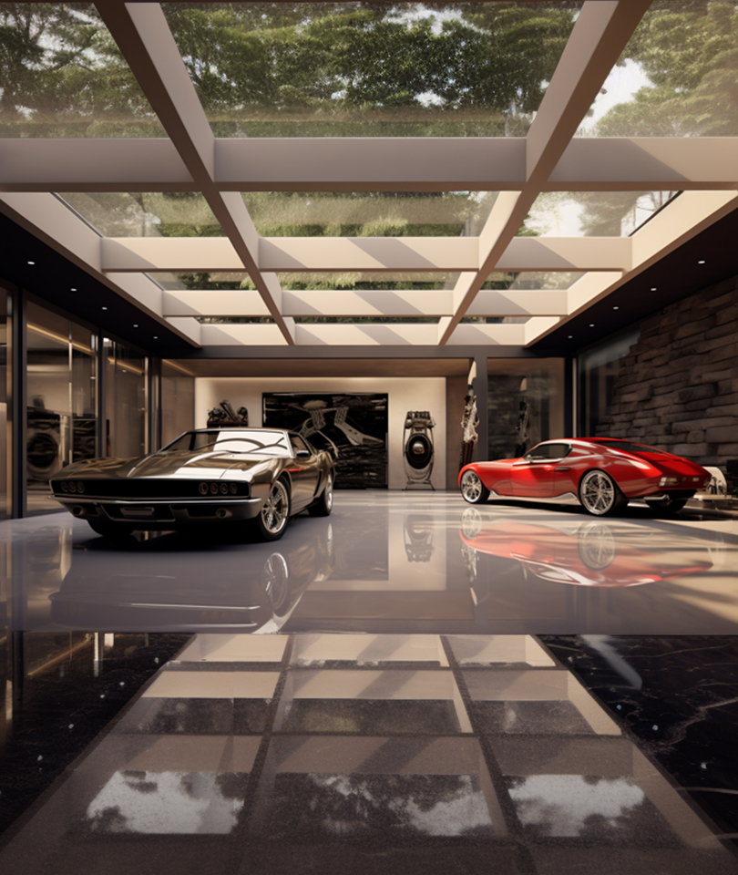 Luxury private garage contemporary villa architects vielliard francheteau