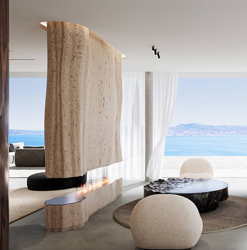 living room with sea view Saint-Tropez